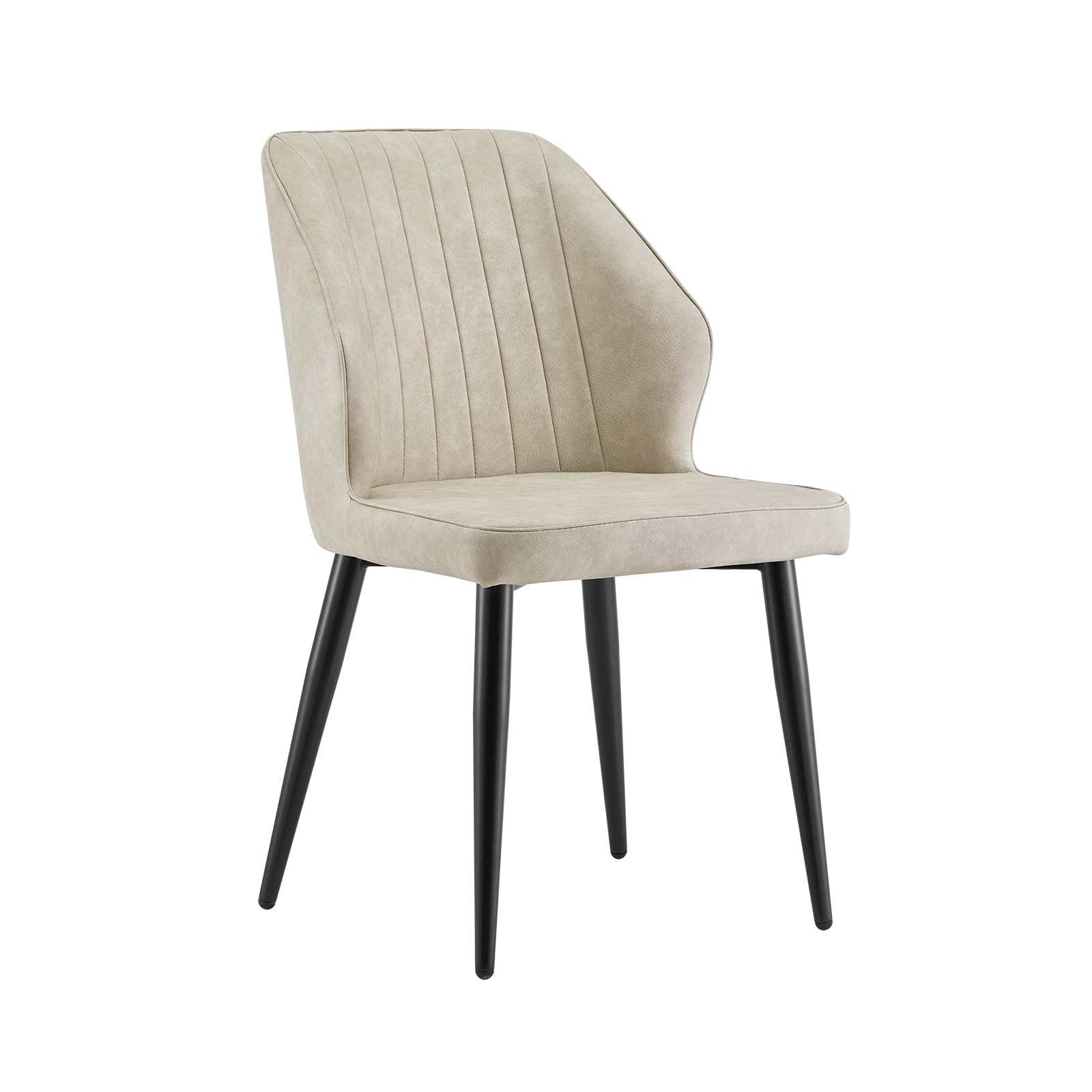 CLIPOP Esszimmerstühle 4er Set Retro Kunstleder Gepolsterter Esszimmerstuhl mit Rückenlehne und stabilen Metallbeinen, Küchenstühle Polsterstuhl für Home Office Möbel (Beige, 4)