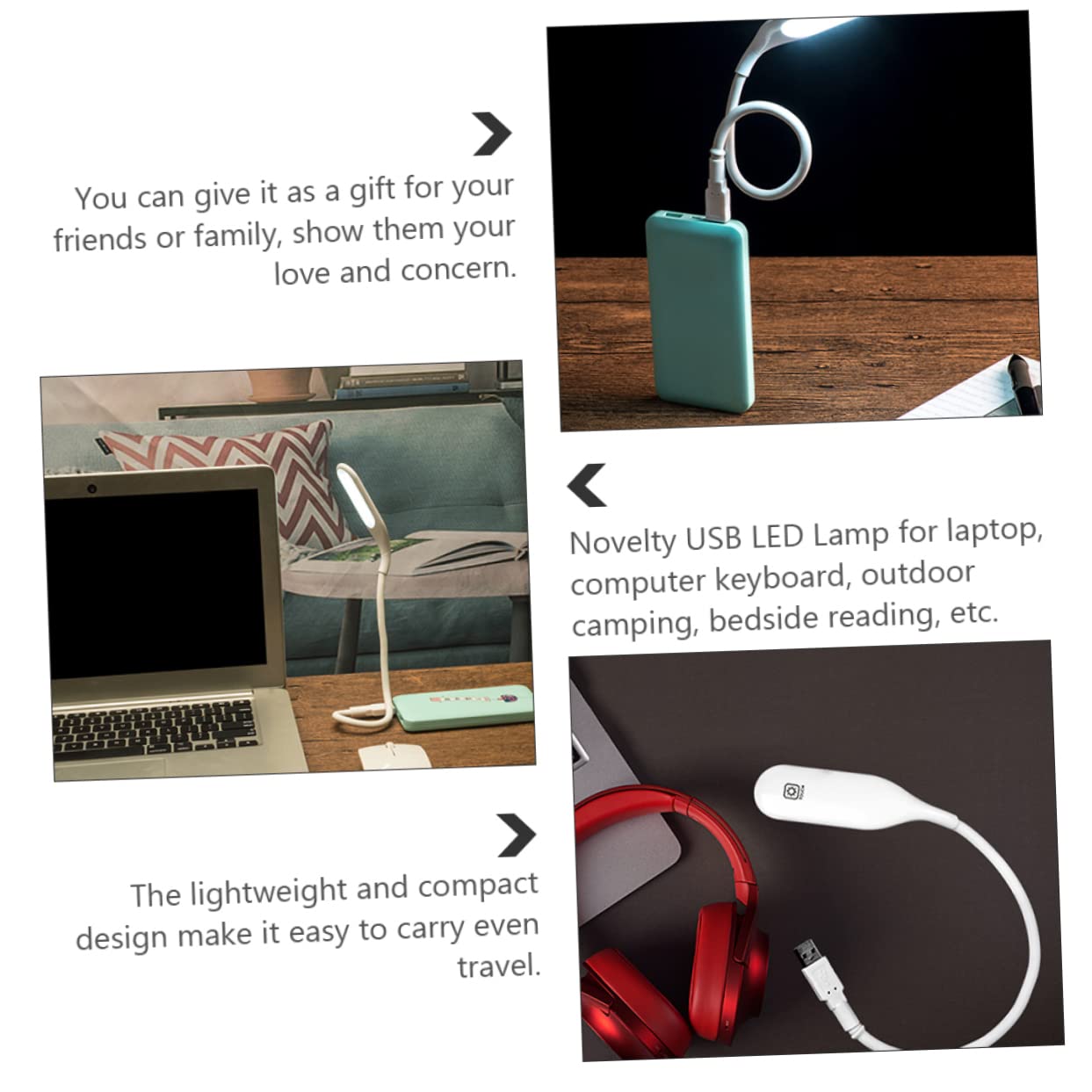 DOITOOL 1Pc LED Reading Lamp Portable Dimmable Night Light with Touch Control Flexible Night Lamp for Bedside Eye Caring Design Brightness Levels