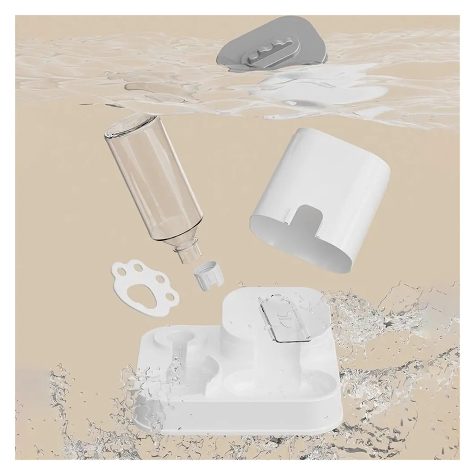 Distributore di acqua e cibo for gatti 2 in 1 grande capacità(Grey)