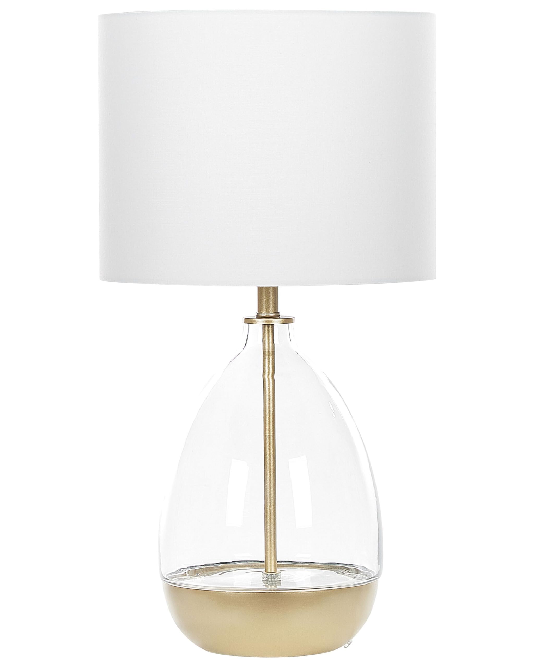 Beliani Moderne Tischlampe Vase-Optik Glassockel Stoff-Lampenschirm weiß/gold 63 cm Okari