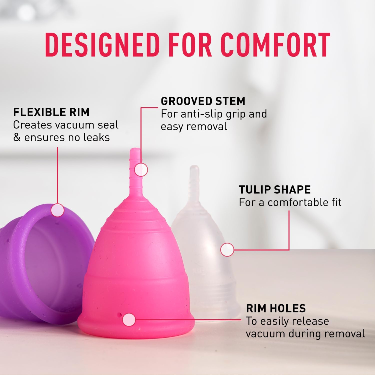 Sirona Reusable Menstrual Cup for Women - Large with pH Balanced Intimate Hygiene Wipes - 10 Wipes 4