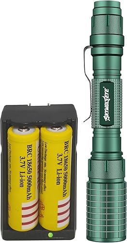 Cargador de batería 18650 con 2 ranuras y linterna táctica, linternas superbrillantes de 5 modos para llevar diariamente al aire libre de campamento