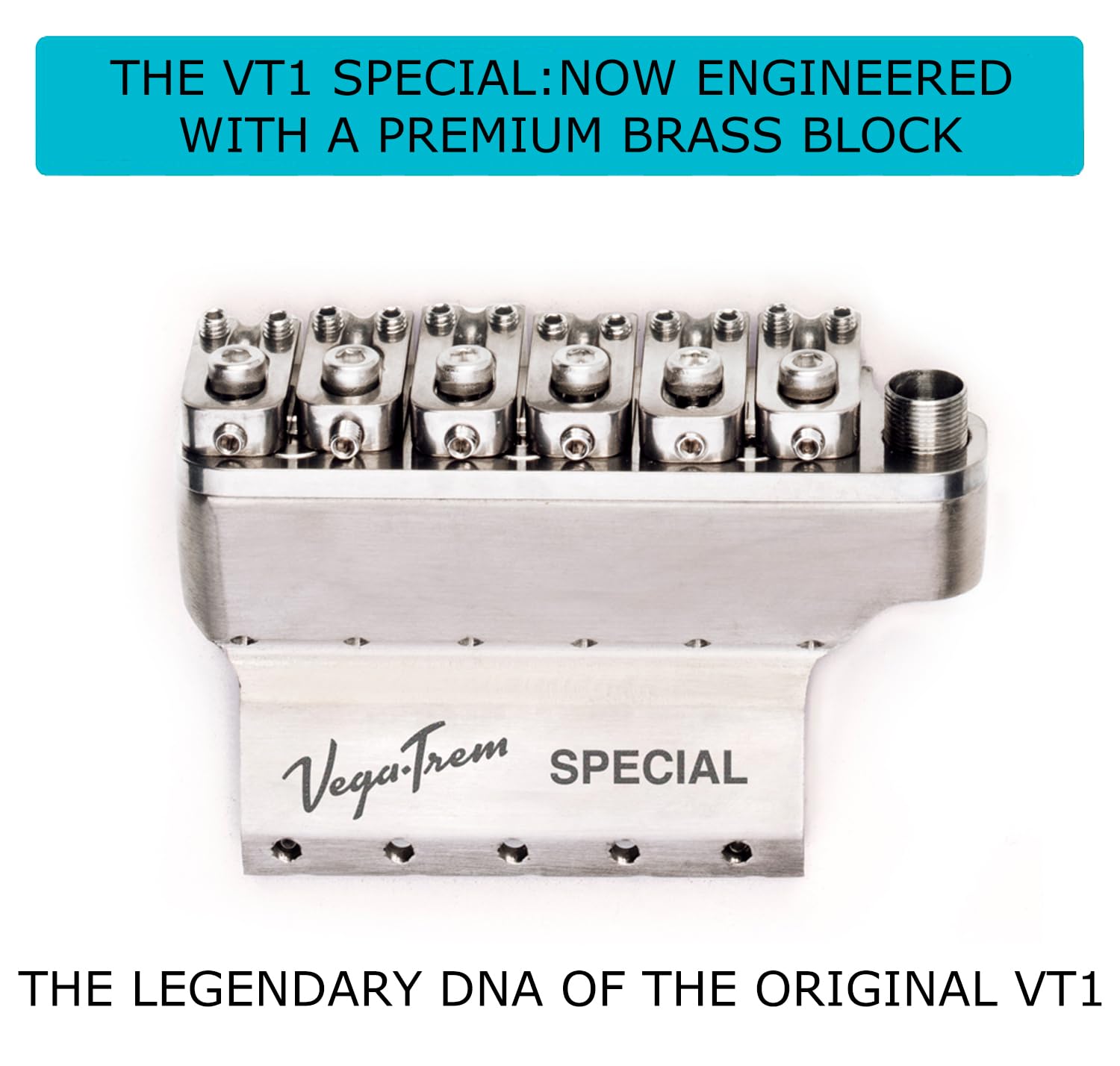 Vega-Trem VT1 Chevalet trémolo spécial Stratocaster 2 points pour Stratocaster sans mods, installation facile (brillant, droite)