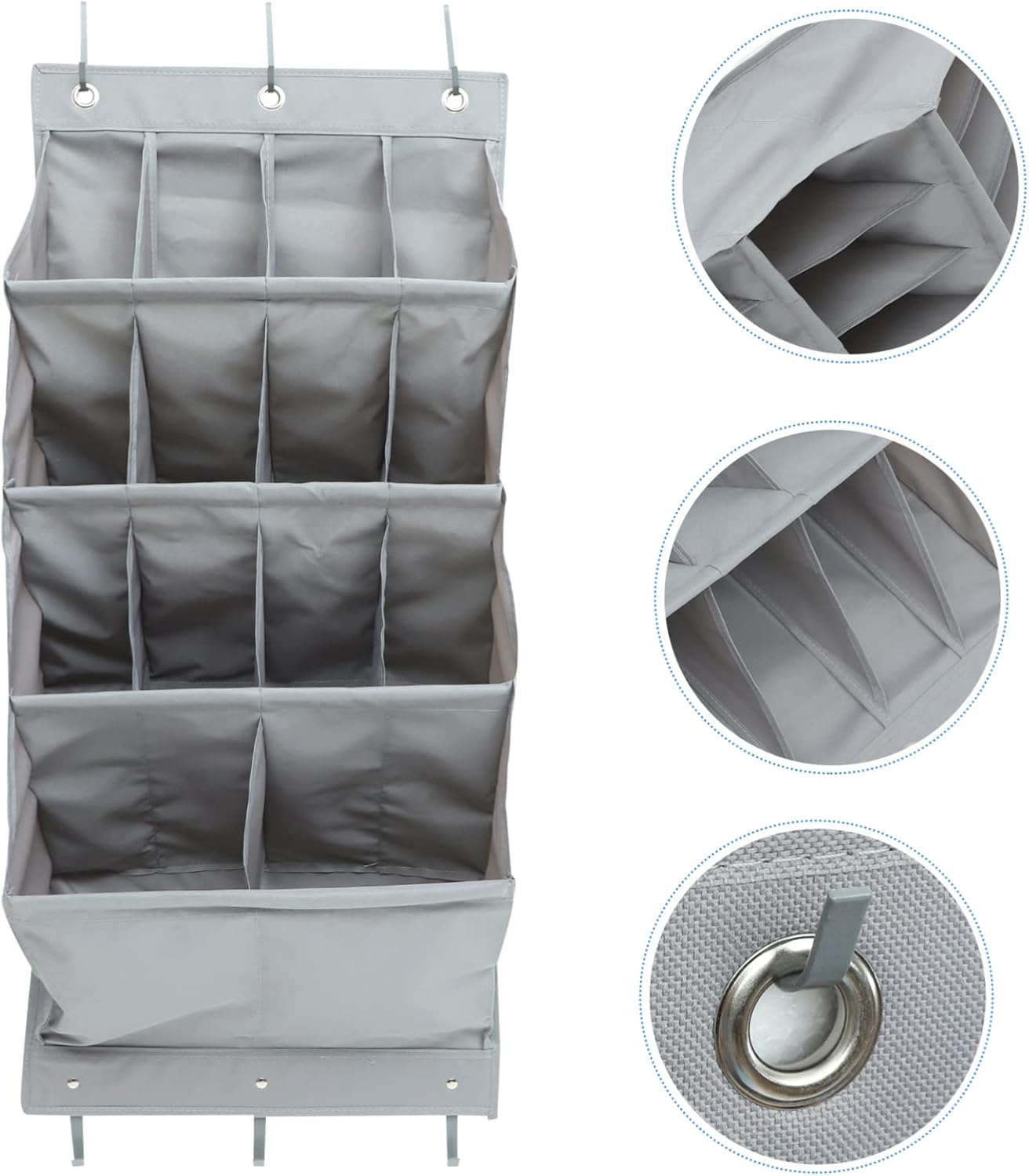 1 Set Multi Function Hanging Pouches Over the Door Organizer with Compartments Gray Storage for Shoes Sundries and Accessories for Closet and Home Organization