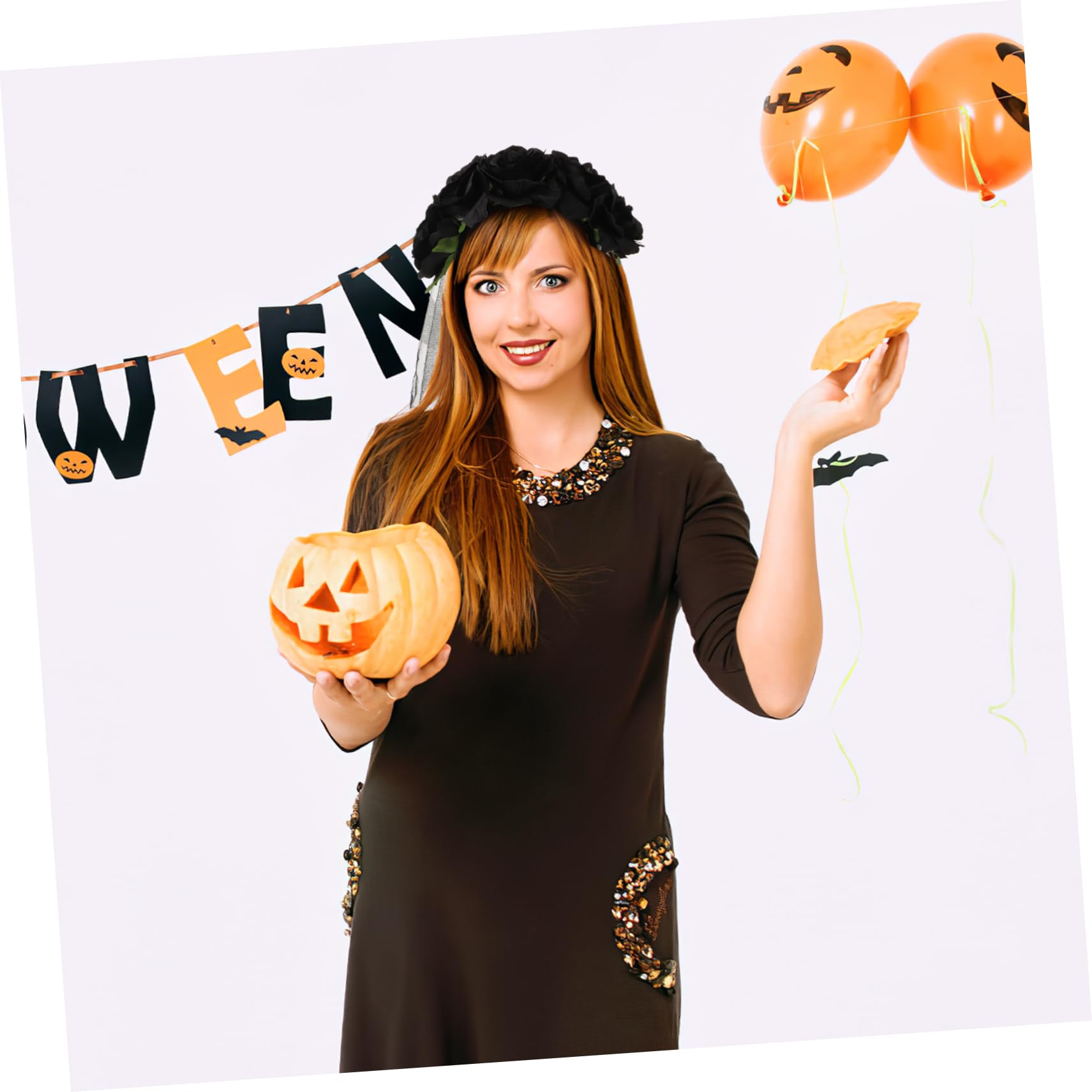 LIFKOME 4 Pz velo di Halloween velo decorativo di fiori gotici di fiori da sposa veli funlicht divertente per il trucco del festival per il trucco di Halloween Black