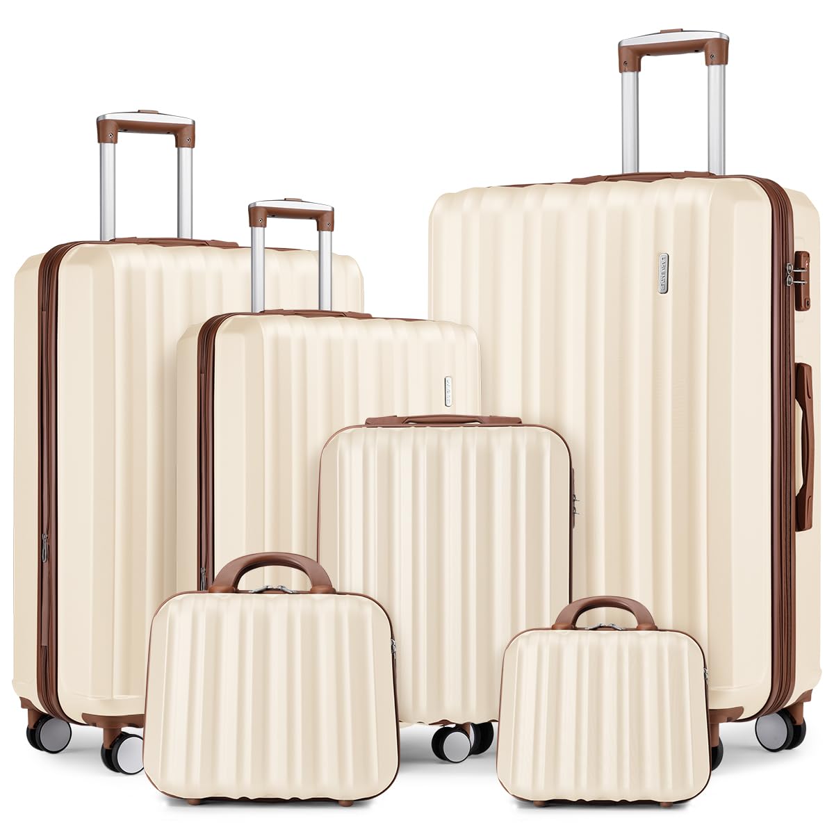 LARVENDER Luggage Sets 6 Piece, Expandable Hardside Suitcase Set Carry on Luggage with Spinner Wheels, Lightweight Travel Luggage Set with TSA Locks