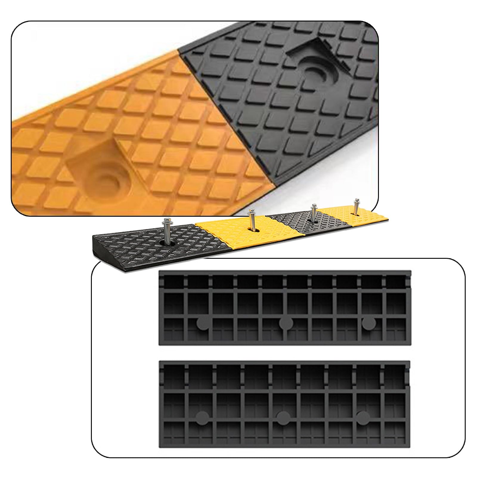 YAEGER Rampa de Umbral de Goma Antideslizante 3cm/4cm/5cm de Alto Rampa Acceso Coche Portátil Rampa de Bordillo para Aceras y Bordillos Rampa de Carga Rampas de Bordillo(1.2"/3cm Rise High)