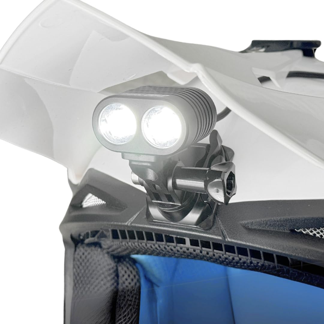 Dango Design Navigator Helmet LED Trail Light | 2,100 Lumen Rated Cree LEDs | Digital Readout Battery | Dirt Bike, Motocross, Mountain Bike, Enduro, ATV, Motorcycle, Snowmobile, Camping Headlamp