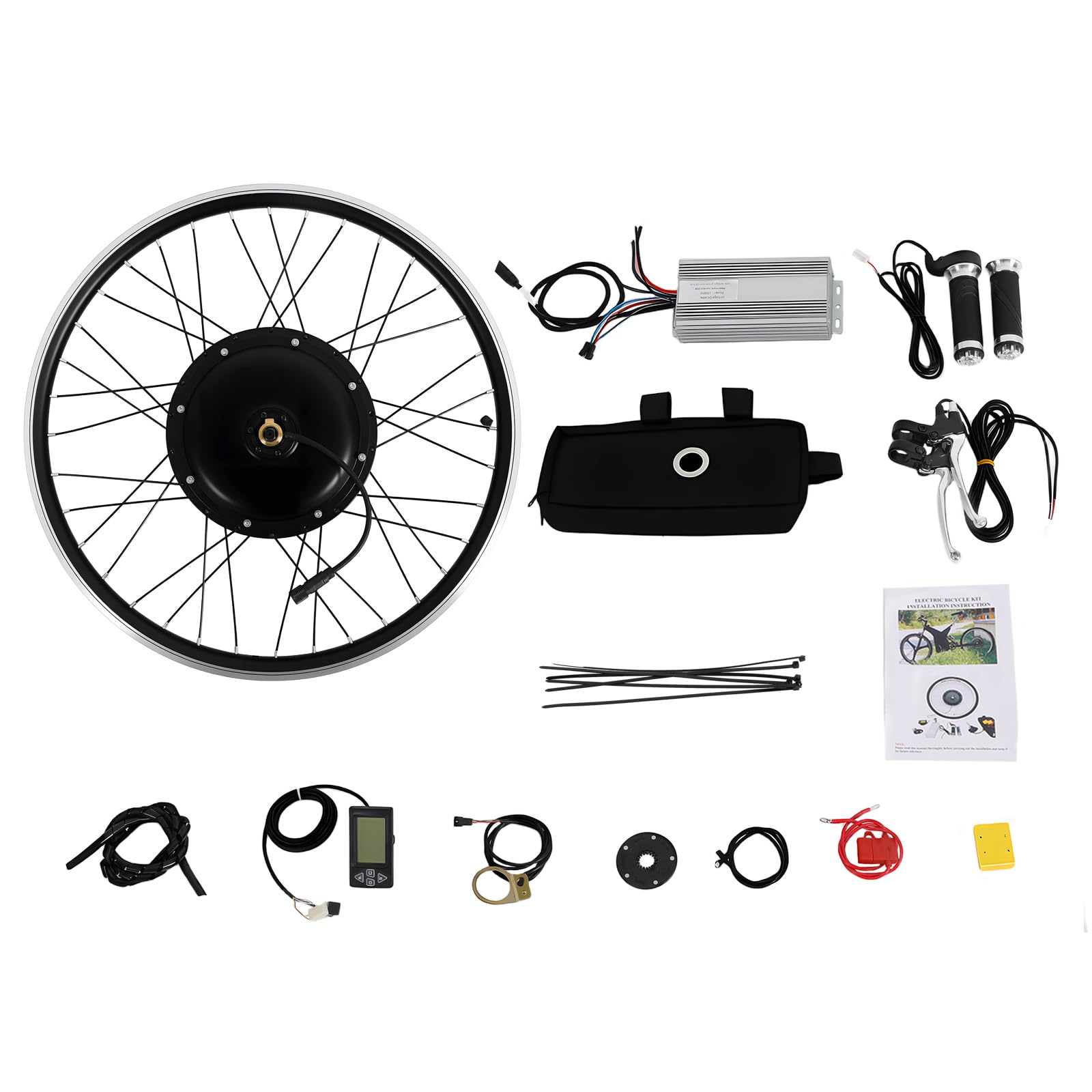 Kit de conversión de bicicleta eléctrica 26 pulgadas 48V 1500W rueda trasera con pantalla LCD y controlador piñón libre 7 velocidades PAS