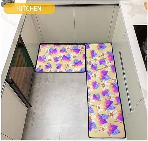 Miniatura 6 de GIFTPUZZ Juego de 2 tapetes de cocina con diseño de caballo azteca turquesa, duraderos, suaves, antideslizantes, cómodos, tapetes lavables para el