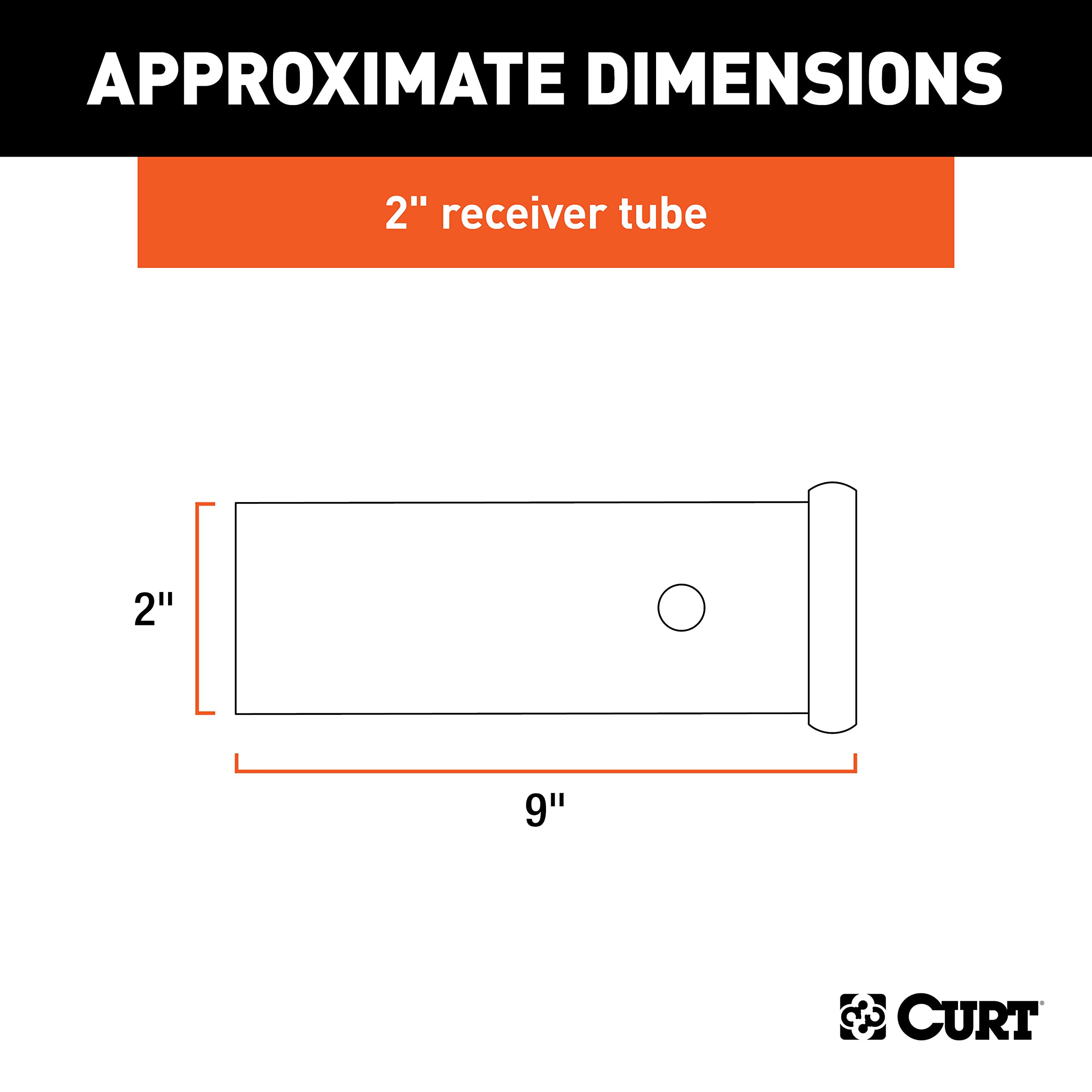 Curt, 49090, Tubo Receptor de Enganche de Remolque de Acero Crudo Soldado de 5 x 23 cm