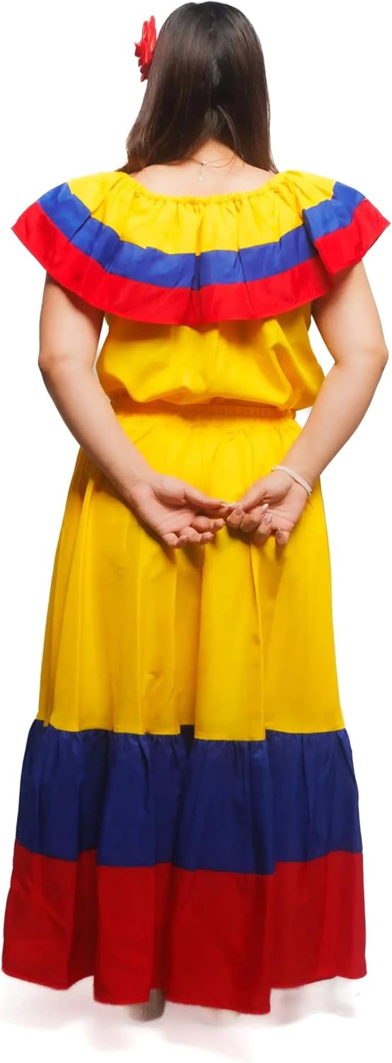 Colombian Traditional Tri-Color Dress for Women