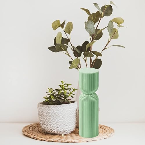 Miniatura 7 de TOPYS Moldes estéticos de pilar a rayas molde cilíndrico de vela de pilar alto torcido geométrico abstracto decorativo a rayas molde de silicona