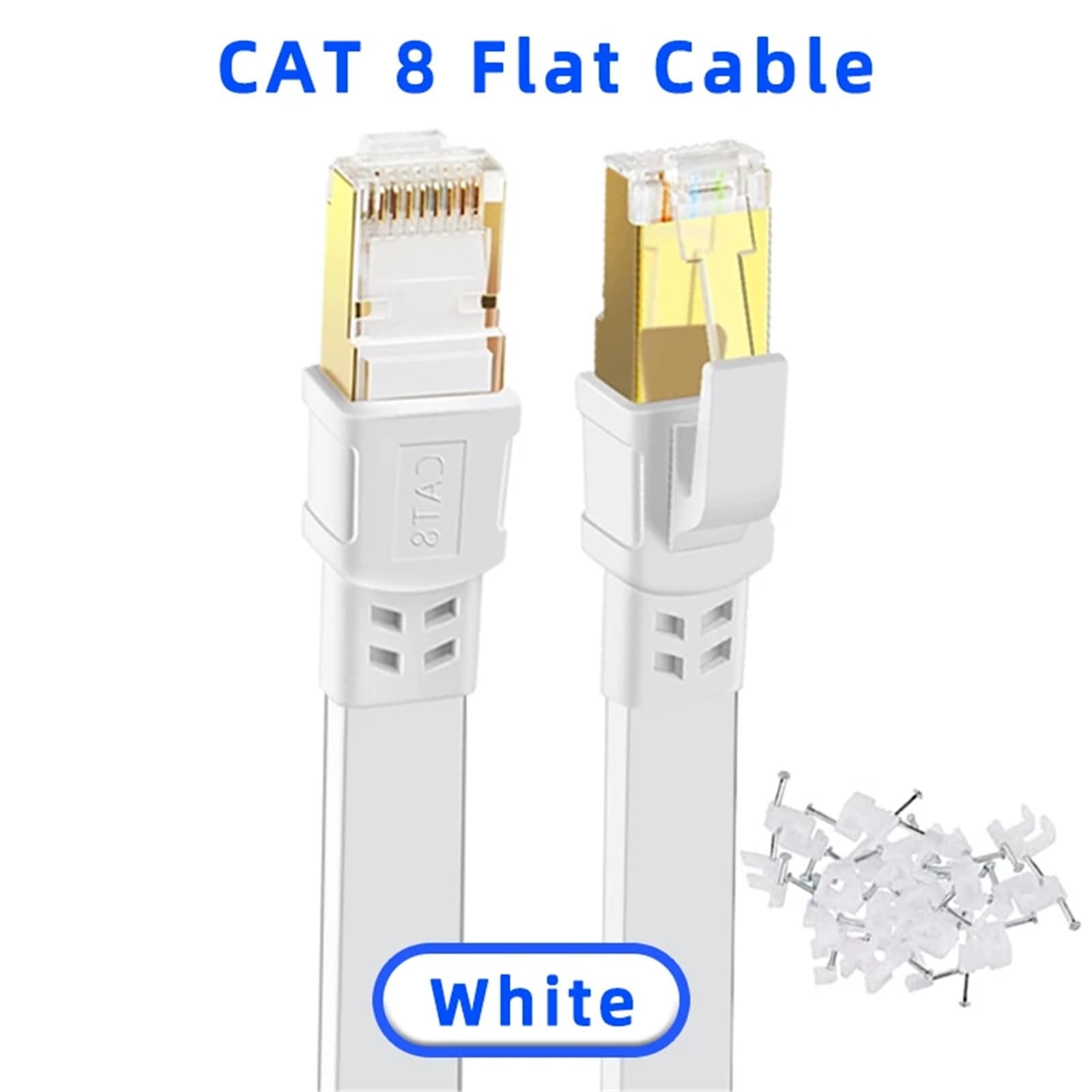 Cavo Ethernet Cat 8 Cavo Lan RJ45 Cavo patch schermato di rete 5 m 10 m 15 m for modem router Cavo Ethernet Cat 8(CAT8 Flat-White,25 m)