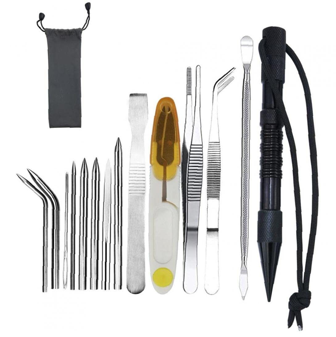 Paracord FID Marlin Spike Set Steel De Acero Inoxidable Paracord Lacching Stitching Agujas Y Herramienta De Suavizado Herramientas De Nudo para Trabajo De Cuero Paracord