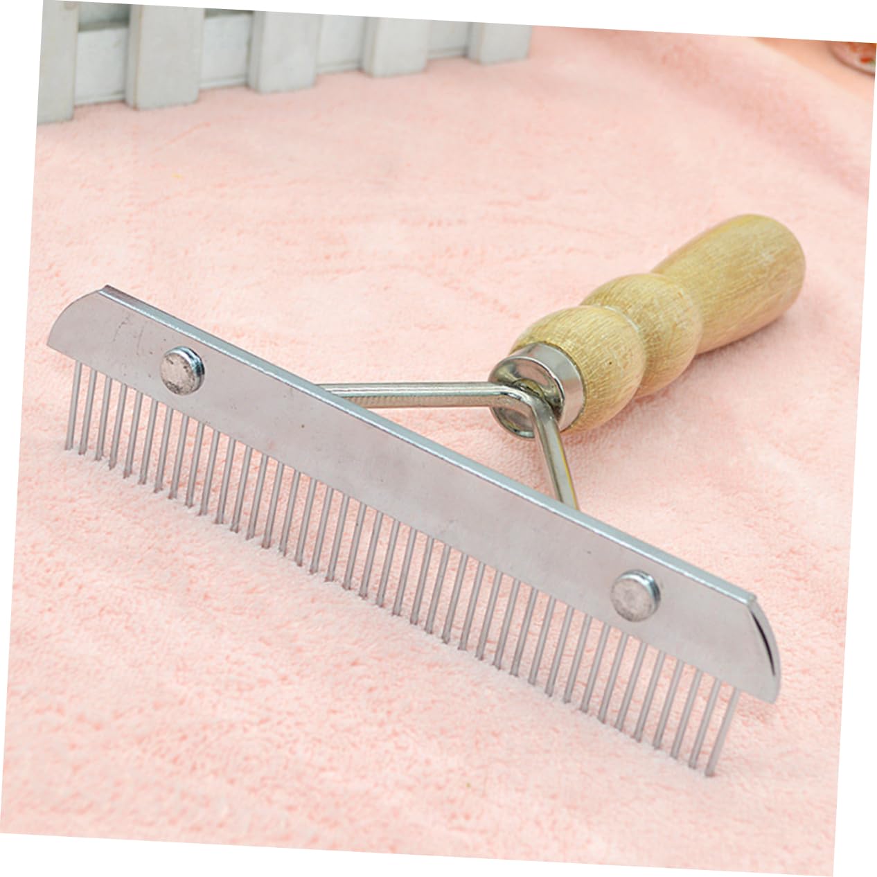 CORHAD Wooden Handle Pet Comb Dog Slicker Brush for Dematting Pet Grooming Stainless Steel Single Cats and Puppies