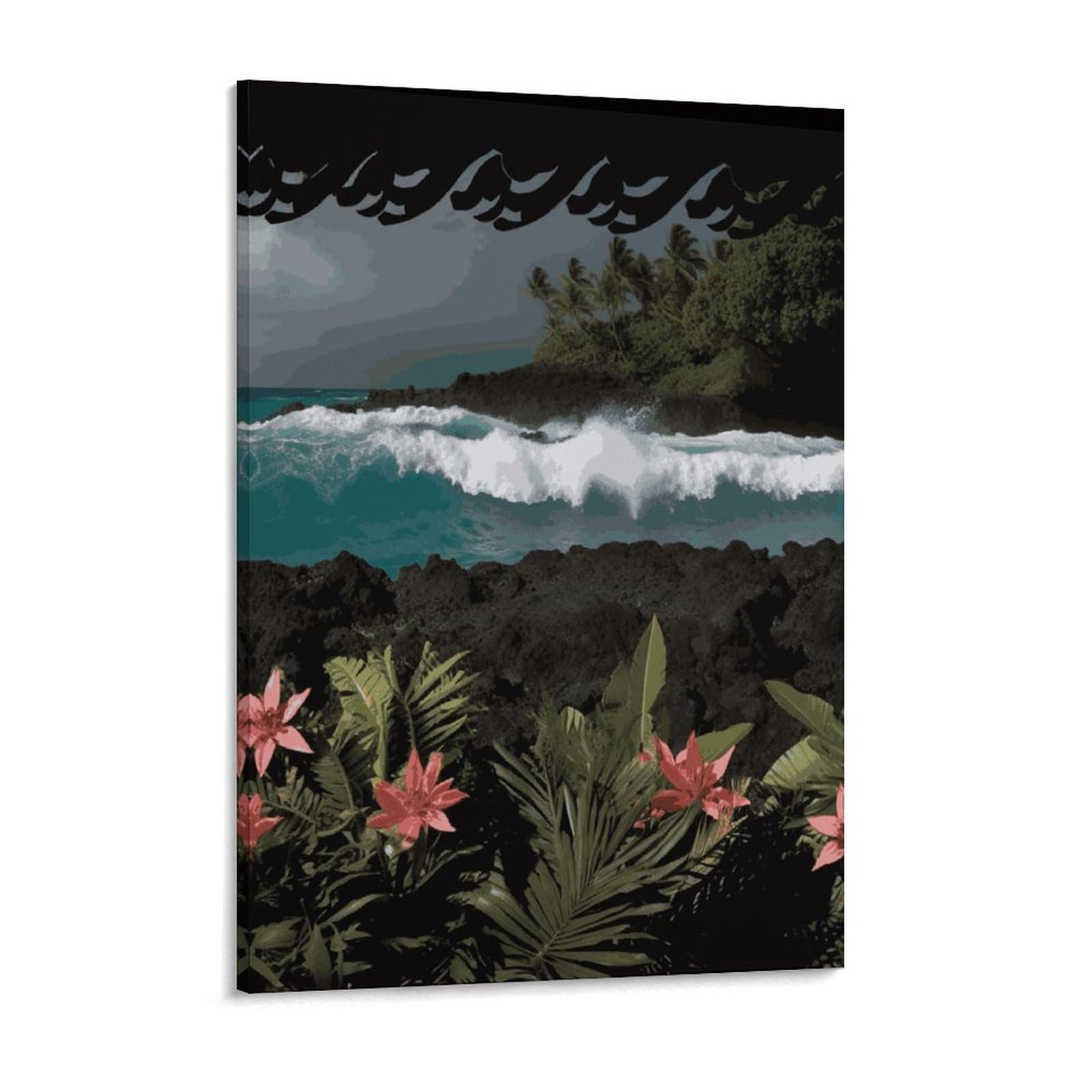 Black Hawaii Pictures Canvas Wall Art for Bedroom 18x24inch Canvas Prints Artwork for Walls Modern Picture Artwork Painting for Living Room Aesthetic Wall Paintings for Bathroom Kitchen Offic