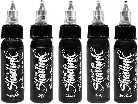 Tattoo Ink Set Professional Tattooing Inks for Color Portrait, Black & Gray Style Yan Solo Grey Wash Set