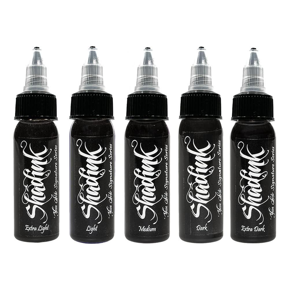 Shadink Tattoo Ink Set Professional Tattooing Inks for Color Portrait, Black & Gray Style (Yan Solo Grey Wash Set)