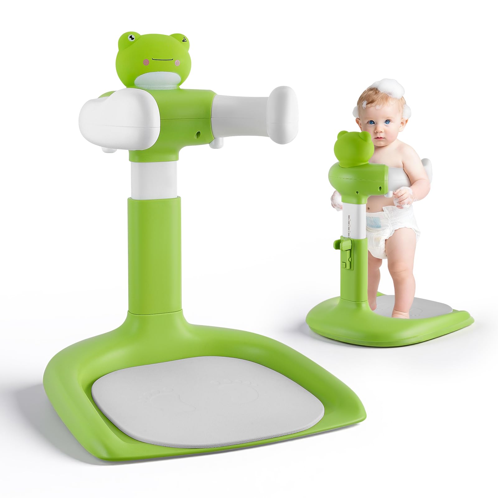 Support de Douche Bébé Debout, Baby Shower Stand Bath pour 6-36 Mois,Tour de Douche Réglable pour Aider Bébé,comme douche bebe debout et cadeau prénatal