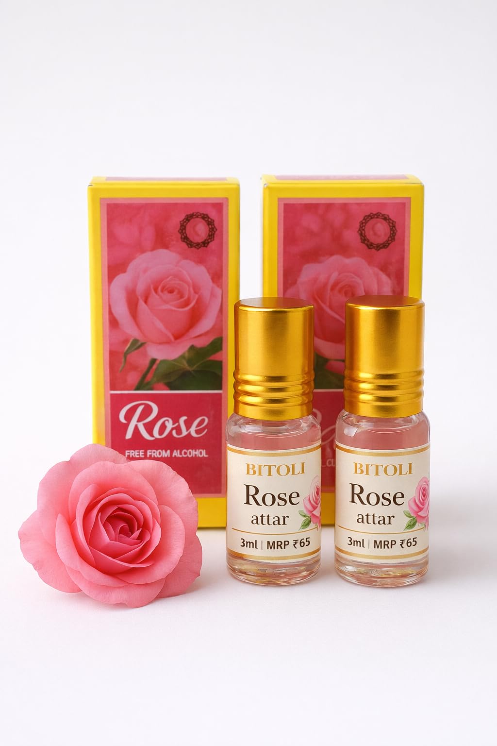 Pure Rose Attar Roll On Combo Pack | 100% Alcohol Free Long Lasting Floral Fragrance | Ittar for Men & Women | 3 ml x 2-image-30