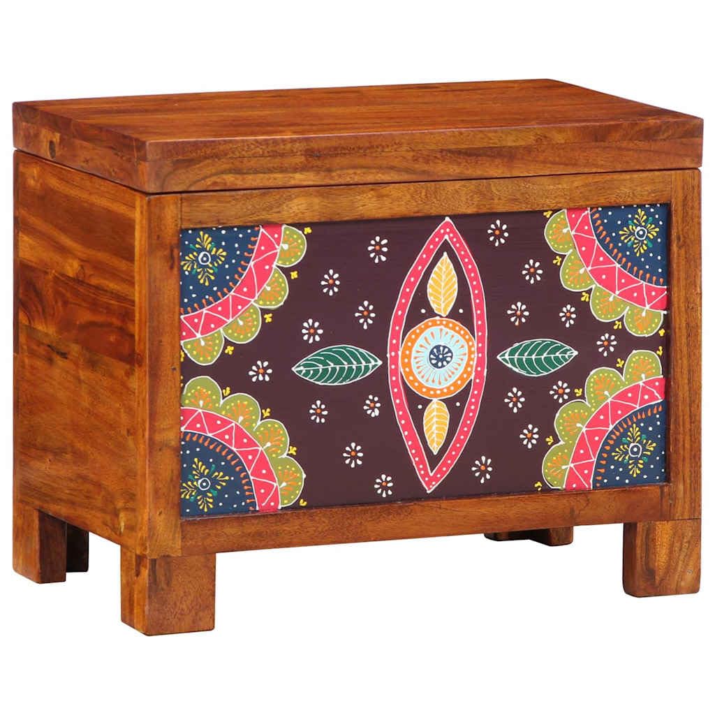 Boîte de rangement rectangulaire en bois d'acacia massif - Multicolore - 50 x 30 x 40 cm