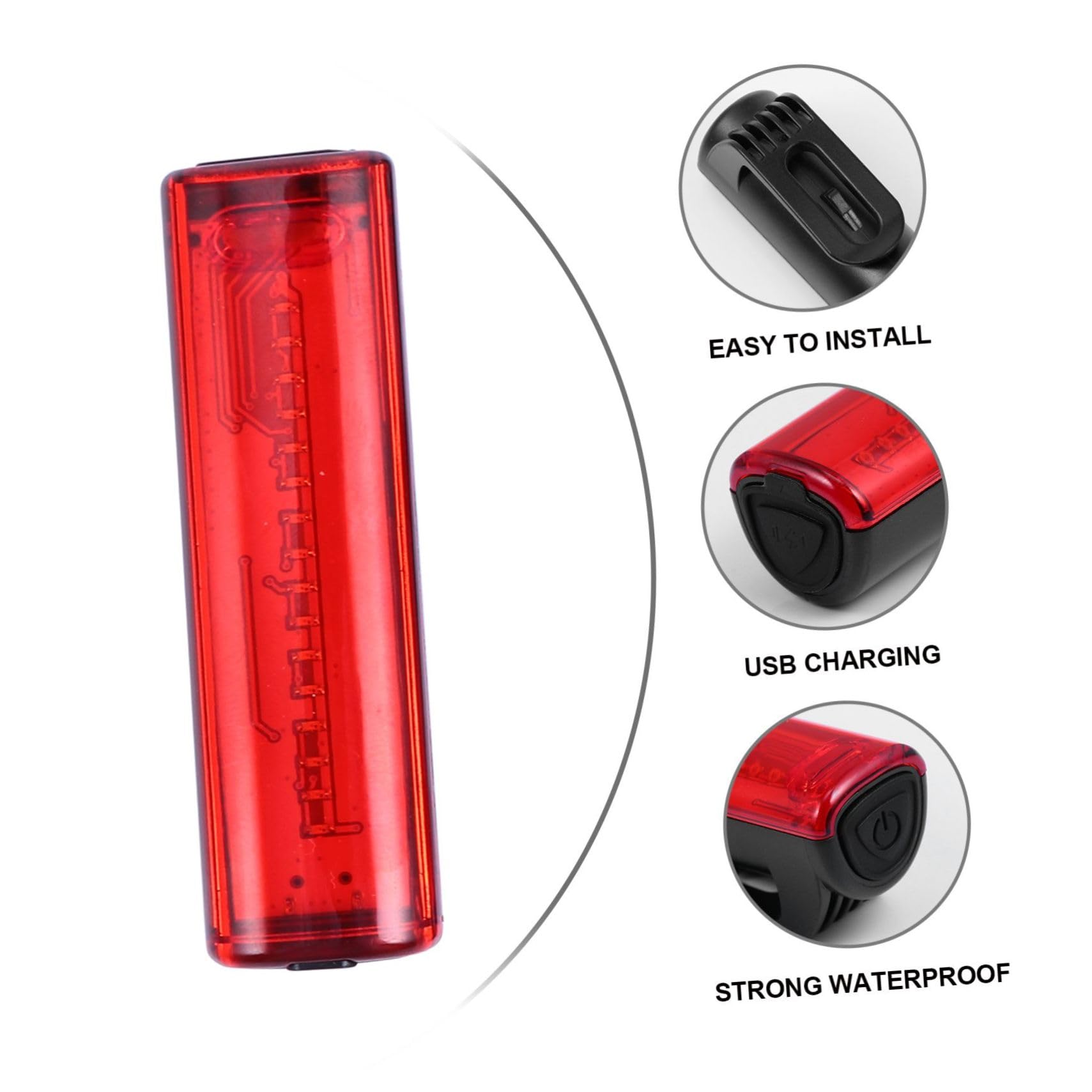 TOYANDONA Luce di Coda di Ricarica USB LED Posteriore Ciclismo per fanale Posteriore Leggero Ciclo fanalino Posteriore Bici Luce di Coda di Bici di Segnalazione plastica Rosso