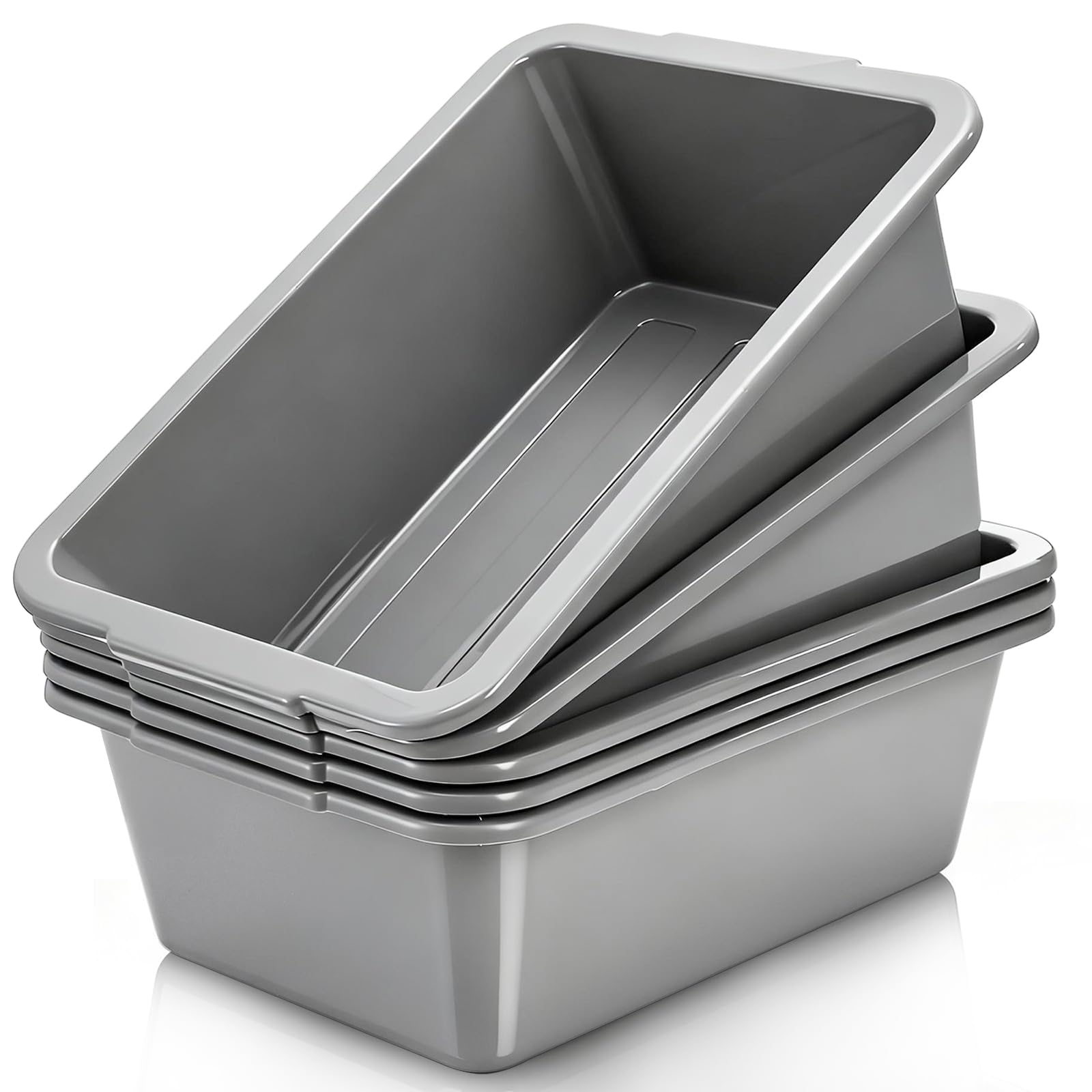 Dicunoy 5 Pack Plastic Bus Tubs, 8L Meat Lugs Tote for Restaurant, Small Food Service Tub Wash Dish Basin Pans, Meat Processing Tubs Commercial Tote Box for Home Camping RV Kitchen Storage