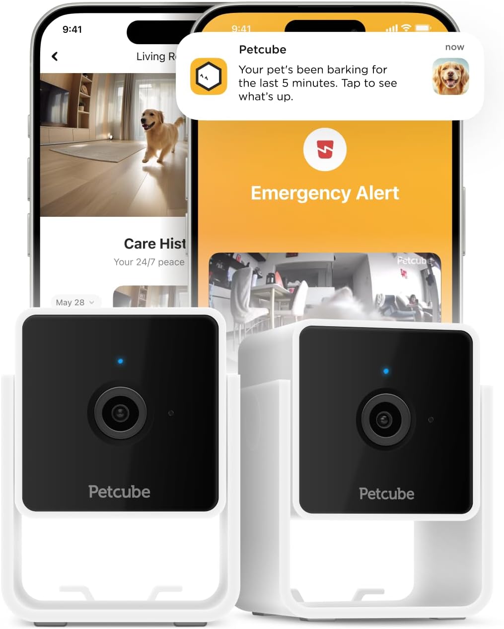 Petcube Pack of 2 Cam Indoor Wi-Fi Pet and Security Camera with Phone App, Pet Monitor with 2-Way Audio and Video, Night Vision, 1080p HD Video and Smart Alerts for Ultimate Home Security (2 Pack)