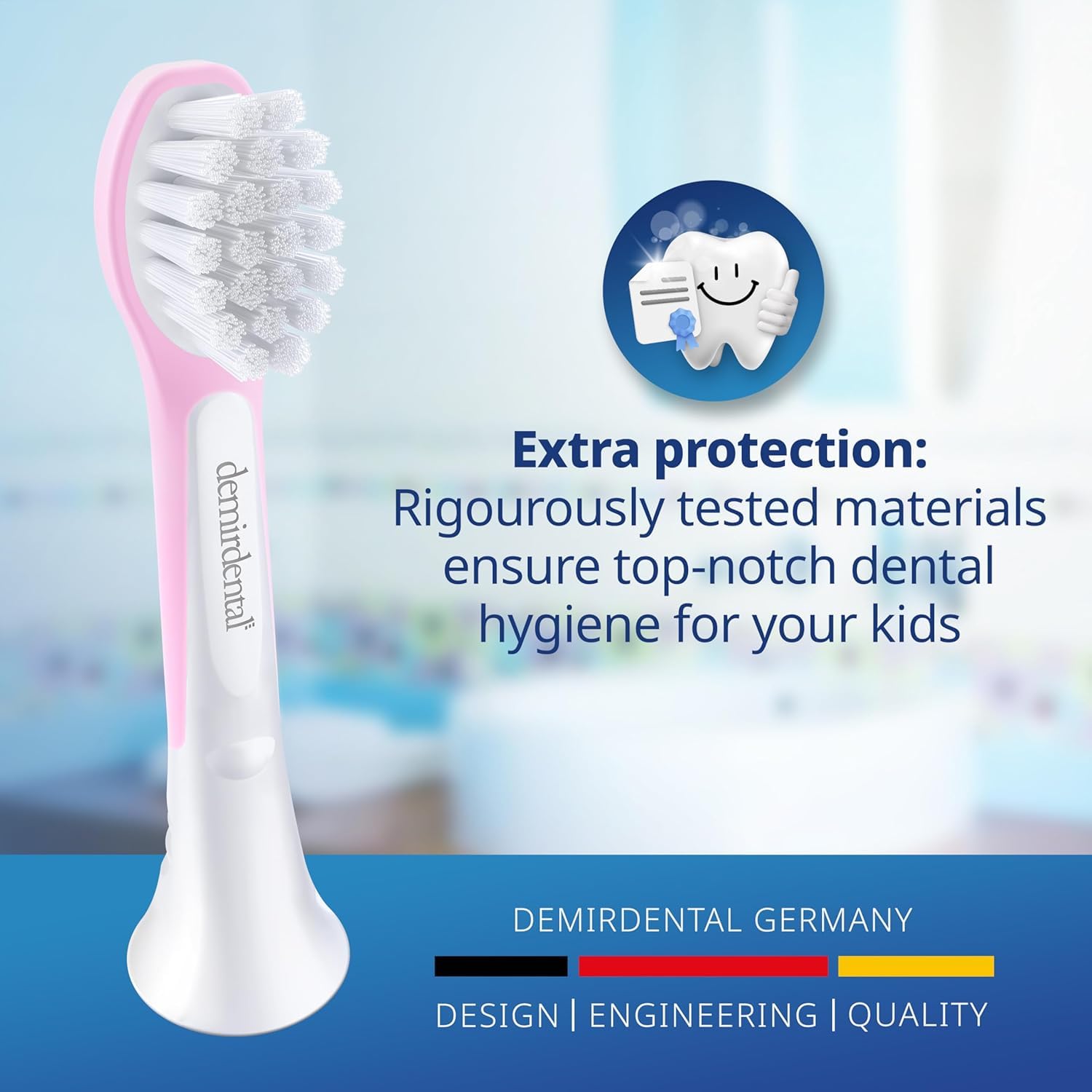 demirdental Mini testine per spazzolino da denti per bambini, compatibili con Philips Sonicare Kids - Testine di ricambio mini Sensitive - Testine per spazzolino mini dai 3 ai 6 anni - Rosa