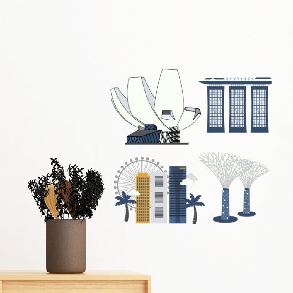 Sticker mural Singapour amovible pour créer une ambiance de voyage dans une chambre d'ado