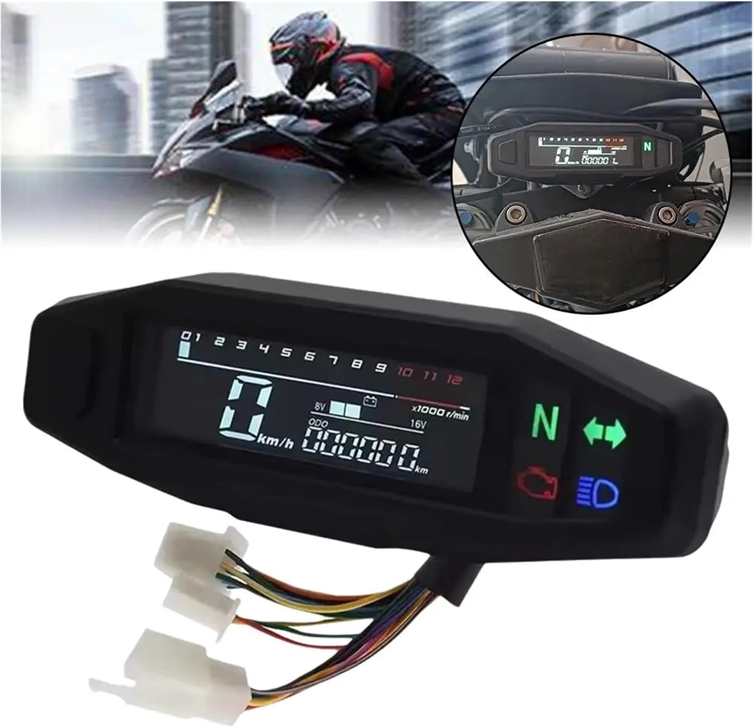Speedometer Odometer Motorbike Universal Motorcycle Meter Speedometer Digital Dashboard Instrument KMH Meter Gauge Tachometer Panel Motor Accessories