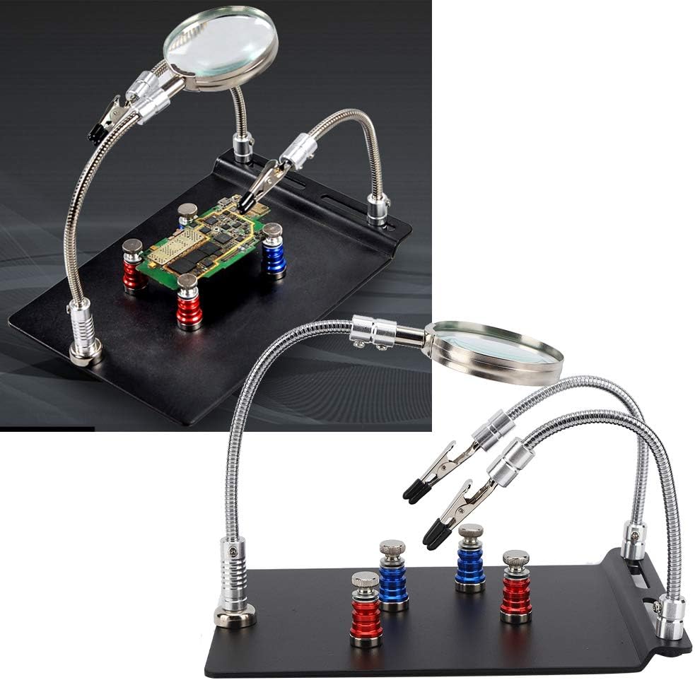 PCB Soldering Holder Magnetic Circuit Clamp Board Holder Magnifier Motherboard Repairs Tool Fixture with Fixed Column, Arc Welding Electrode Holders