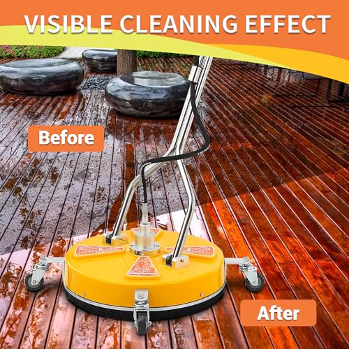 Image of Tool Daily 20 inch Pressure Washer Surface Cleaner Dual Handle,Power Washer Surface Cleaner Attachment with 4 Wheels, Pressure Washer Accessory for Driveway Sidewalk Curb Deck Patio Cleaning, 4500PSI