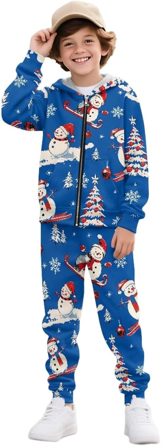 Boys' Zip Up Tracksuits 2 Piece Sweatshirt and Sweatpants Athletic Jogger Set Sweatsuit with Pocket