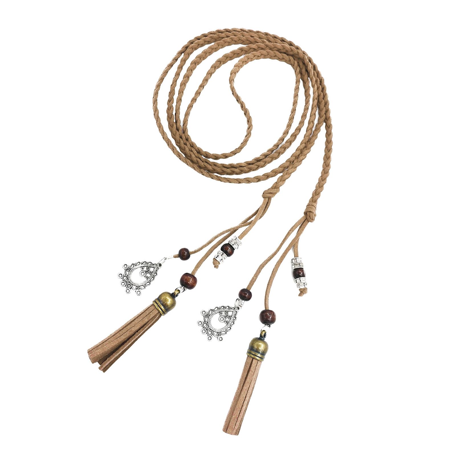 Women's Waist Belts Woven Tassels Chain Belt Skinny Rope Belt for Skirt Dress Boho Style