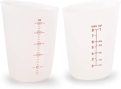 Miniatura 3 de Hedume Juego de 4 tazas medidoras flexibles de silicona con marcado, 2 paquetes de 8 onzas (1 taza) y 2 paquetes de 16 onzas (2 tazas) Juego de