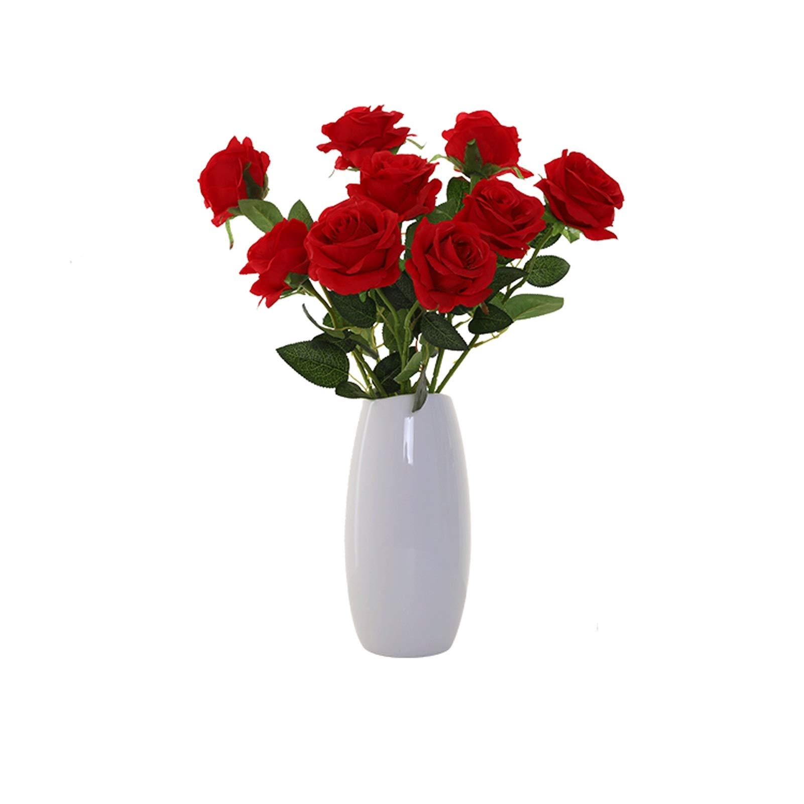 MYUYEE Artificial Flowers Artificial Flowers,Artificial Rose Bouquets With Ceramic Vase,Fake Silk Flower Bouquet For Garden Household Products Flowers Arrangement Bouquet