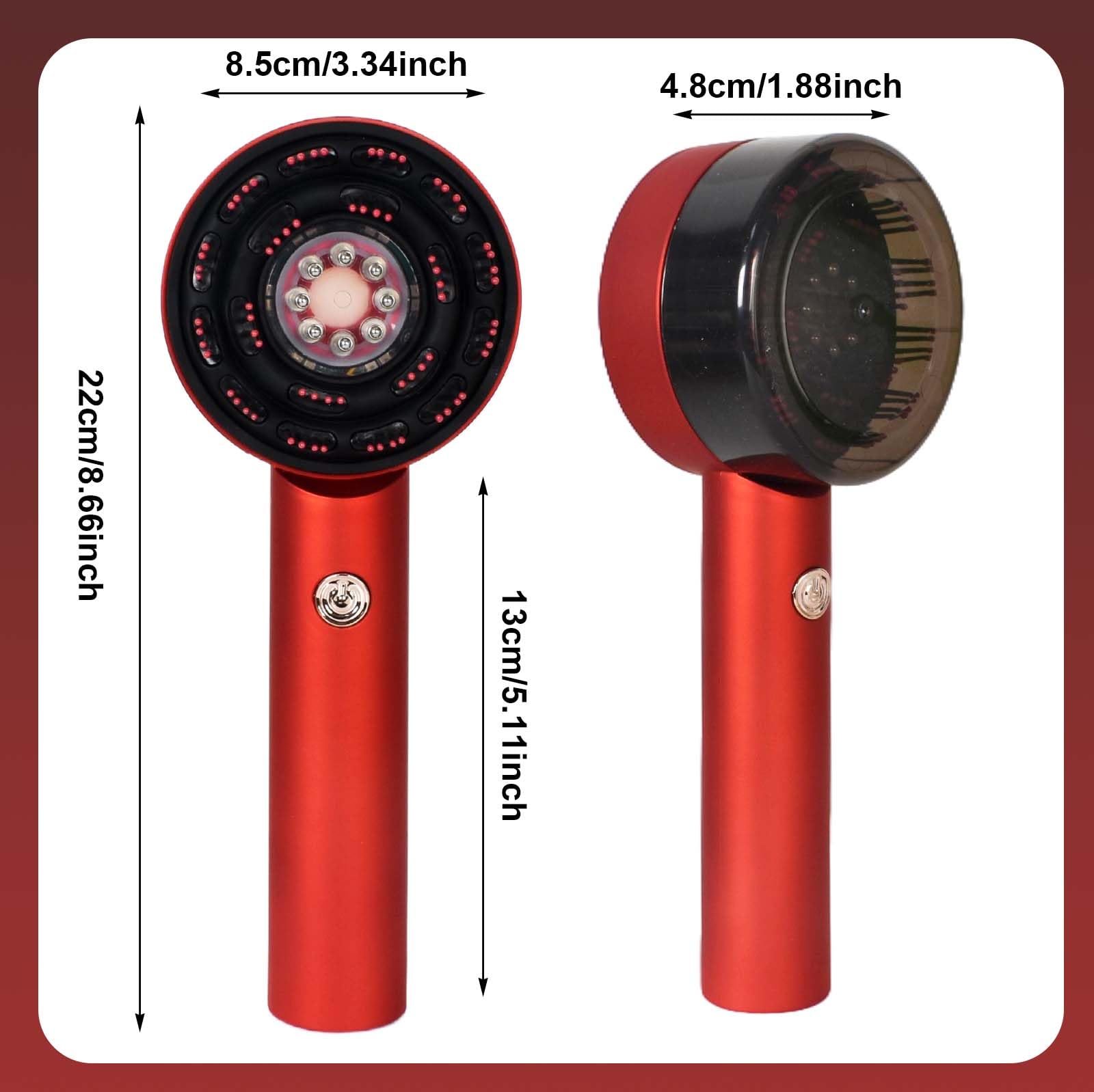 Pettine Massaggiante Elettrico, Spazzola Massaggiante Cuoio Capelluto, Applicatore Elettrico per Olio, Spazzola Elettrica, Massaggiatore Cuoio Capelluto, Regolabile in 3 Livelli (Rosso)