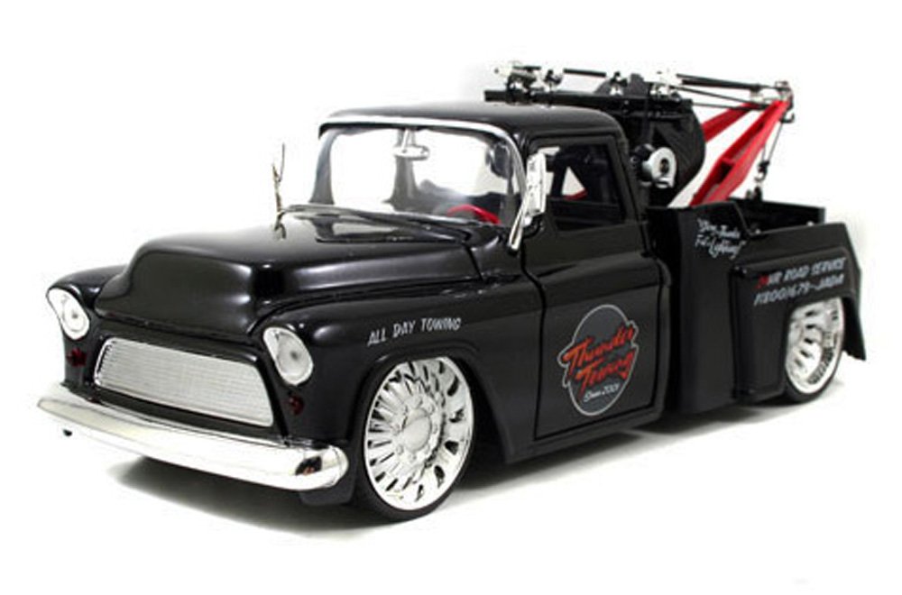 Jada 1955 Chevy Stepside Tow Truck, Black - Toys Bigtime Kustoms
