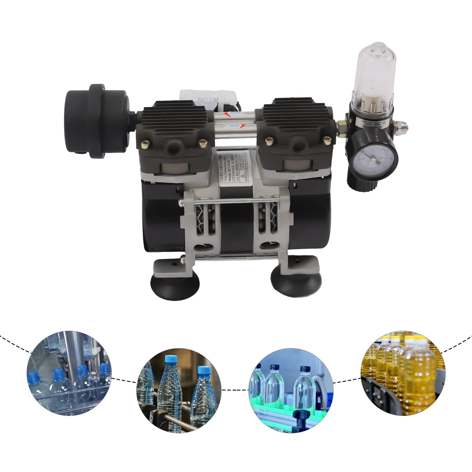 200W Vakuumpumpe öLfrei, Labor Membran Vakuumpumpe Öl freie öllose medizinische Pumpe -90Kpa Luftpumpe mit Luftfilter