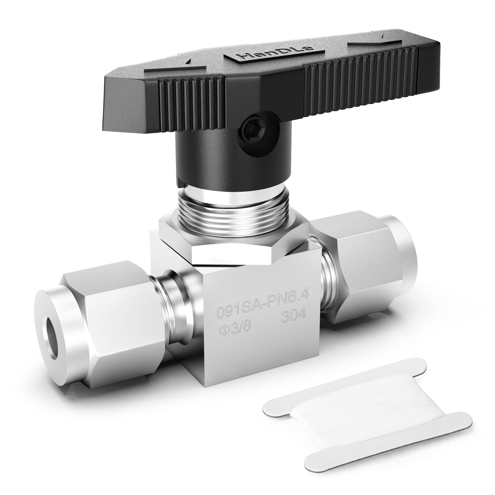 TAISHER 1PCS 304 Stainless Steel Compression Valve, 3/8" Tube OD x 3/8" Tube OD Straight Adapter