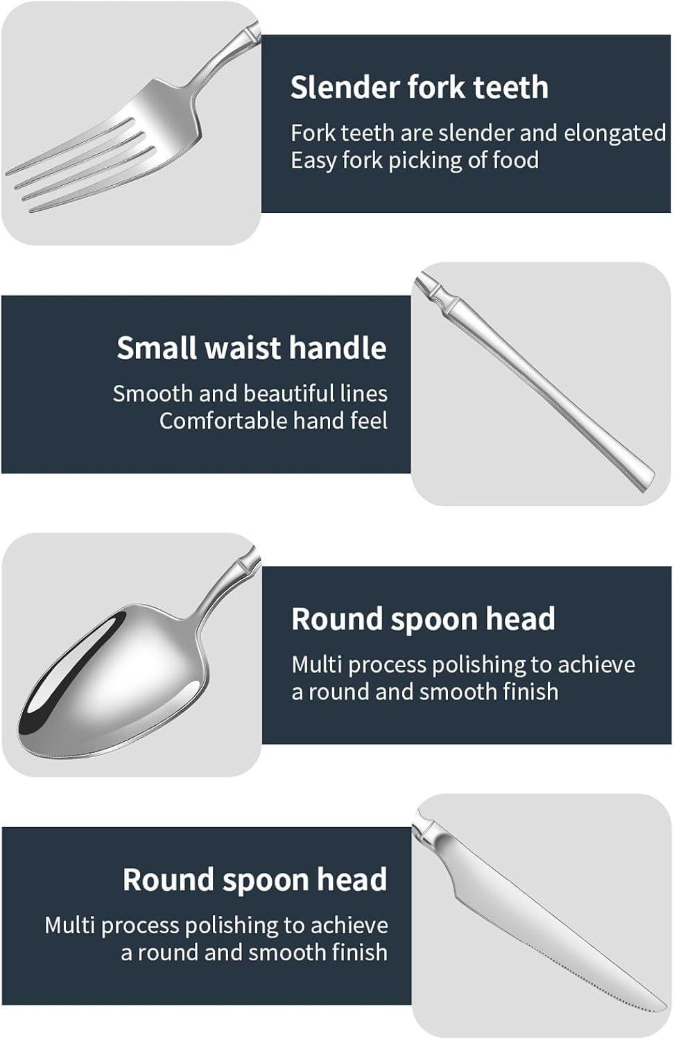 Mirror Polished Mirror Polished Utensils Set, Include Fork Knife Spoon Set, Modern Design Cutlery Utensil Sets, Dishwasher Safe(Size:24PCS,Color:Rose gold)