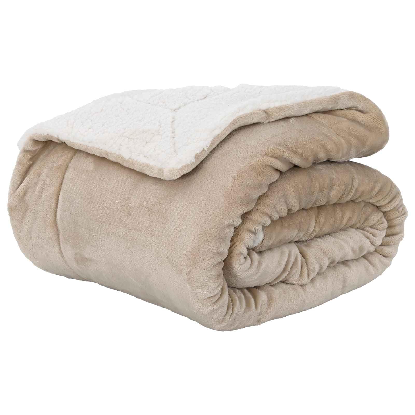 Couverture polaire beige haute douceur 130x150 cm jeté de lit élégant