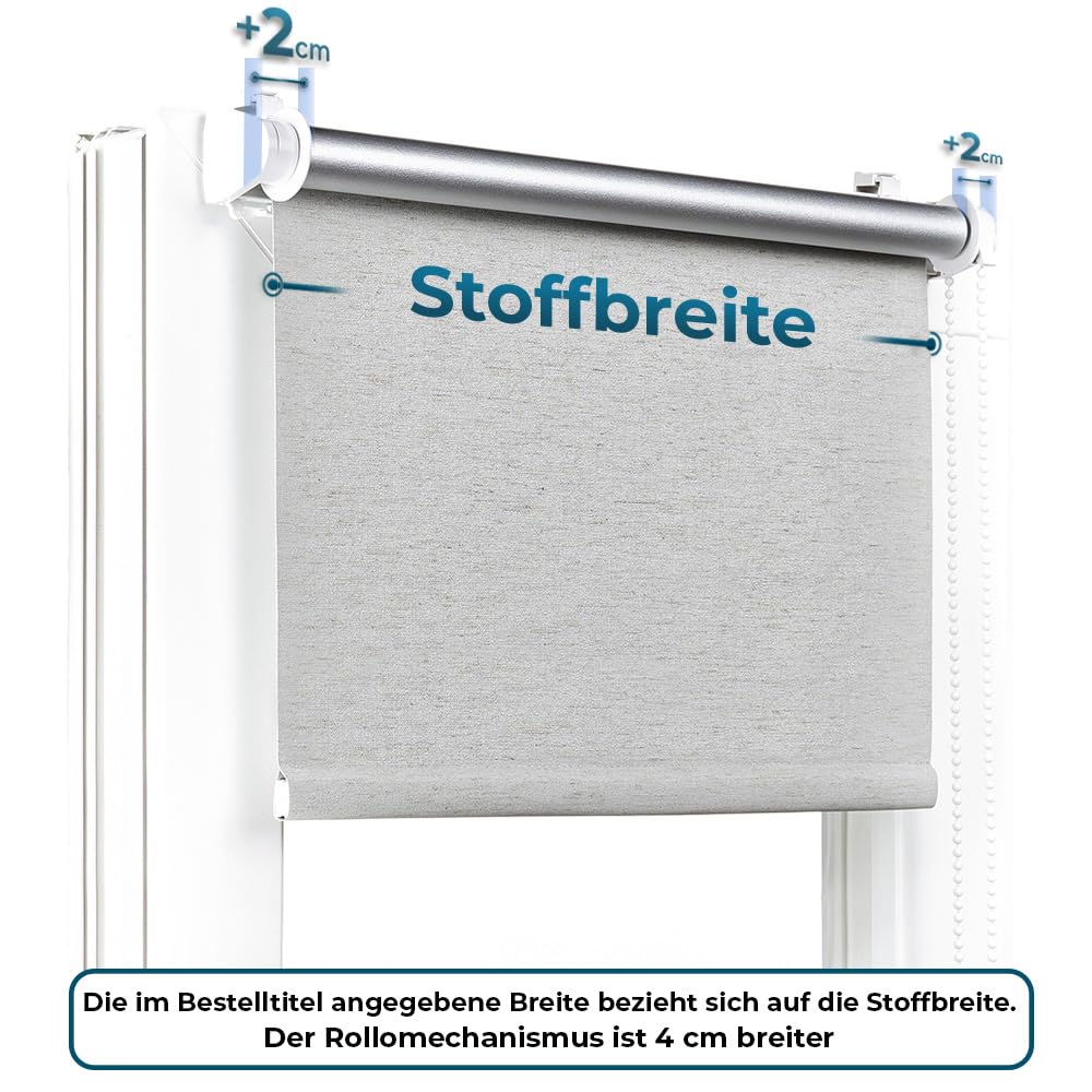 Rollos Für Fenster Ohne Bohren Dunkelgrau - Verdunkelungsrollo B130 x H150 cm - Klemmrollo Verdunkelung - Fensterrollo Für Balkontüren - Verdunklungsrollo Leicht Zu Installieren