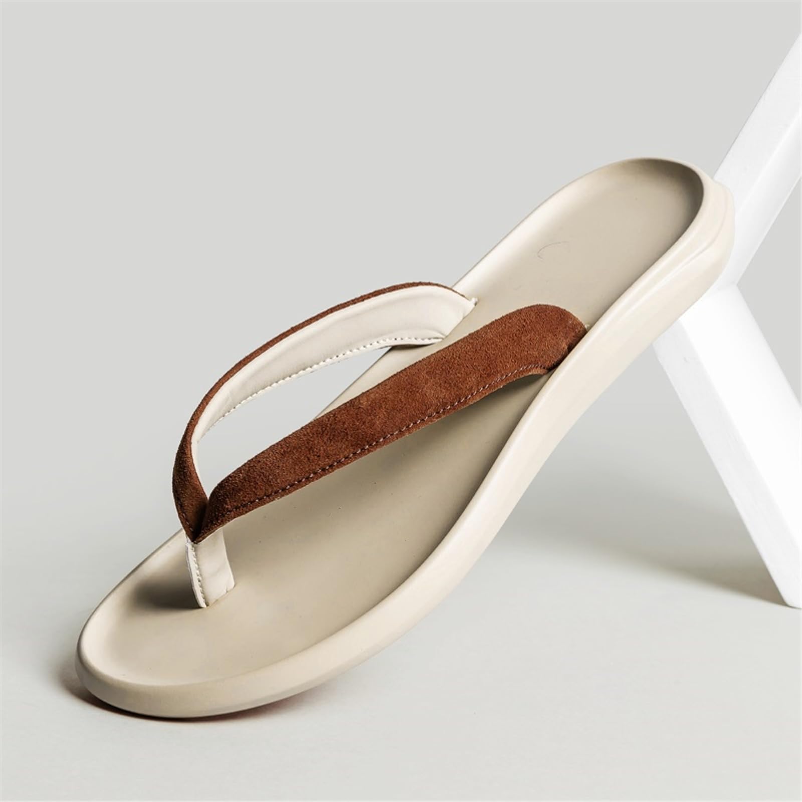 Chanclas Hombres Tanga Curvo Contorno Eva Plantilla Sandalias Respirable Cojín Base Playa Verano Diario Caminar Al Aire Libre-white-43