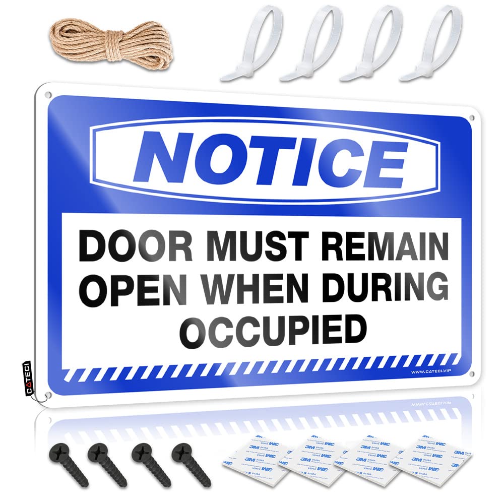 STWNVOITV Sports Bar Decor Notice Door Must Remain Open When Occupied Tin Sign Sign For Bedroom Door Beer Signs Metal Vintage(20X30CM)