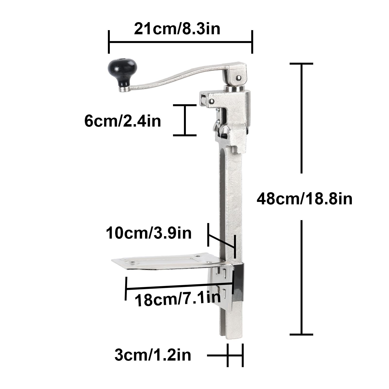 hatleues Apriscatole commerciale, apriscatole commerciale resistente, apriscatole manuale da tavolo, apriscatole industriale con lama in acciaio inossidabile e base robusta per lattine fino a 28 cm di