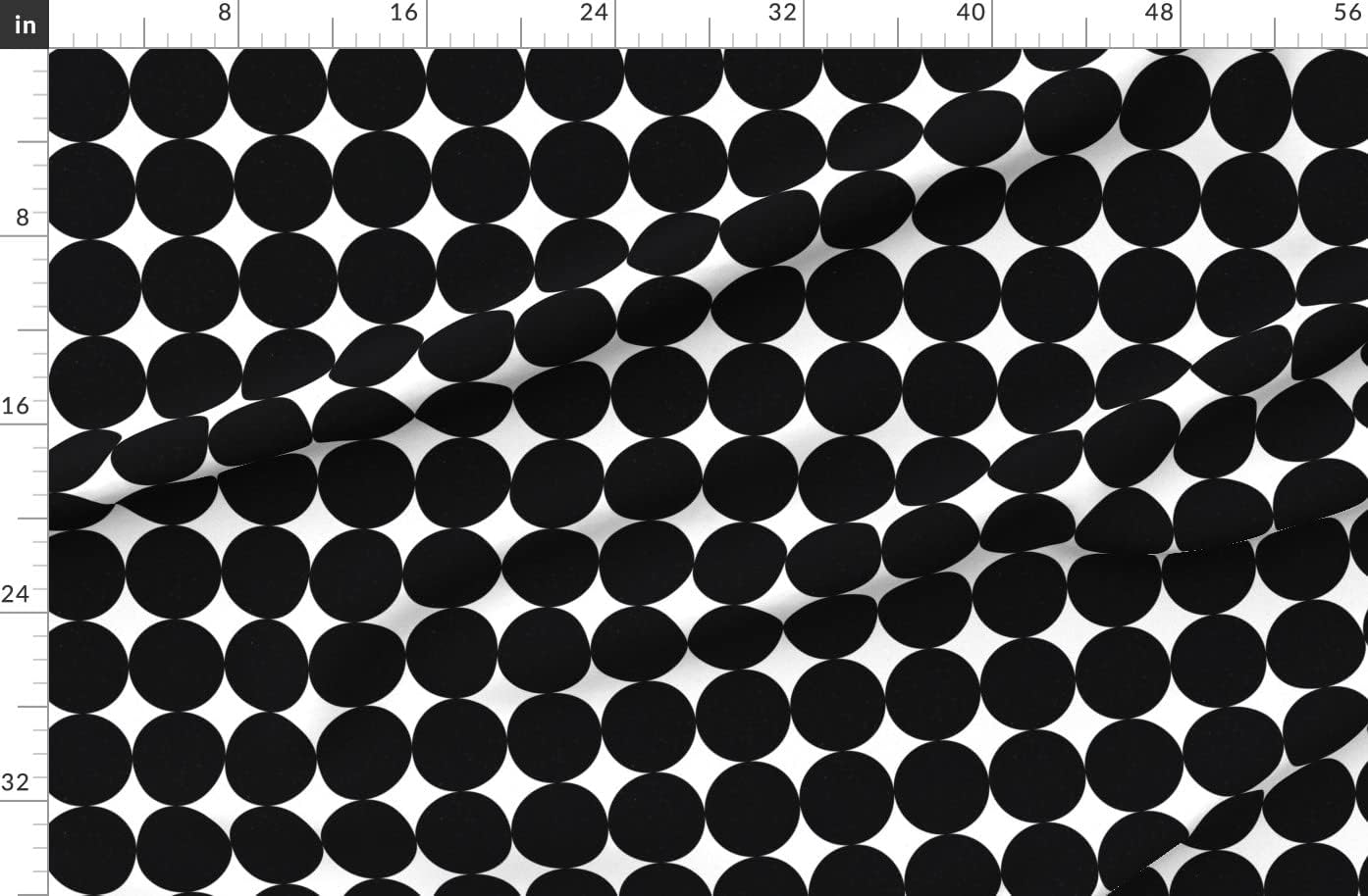 Spoonflower Fabric - Polka Dots Black Circle Geometric Big White Modern Mod Grunge Tan Printed on Organic Cotton Sateen Fabric by The Yard - Sewing Quilting Apparel Home Decor
