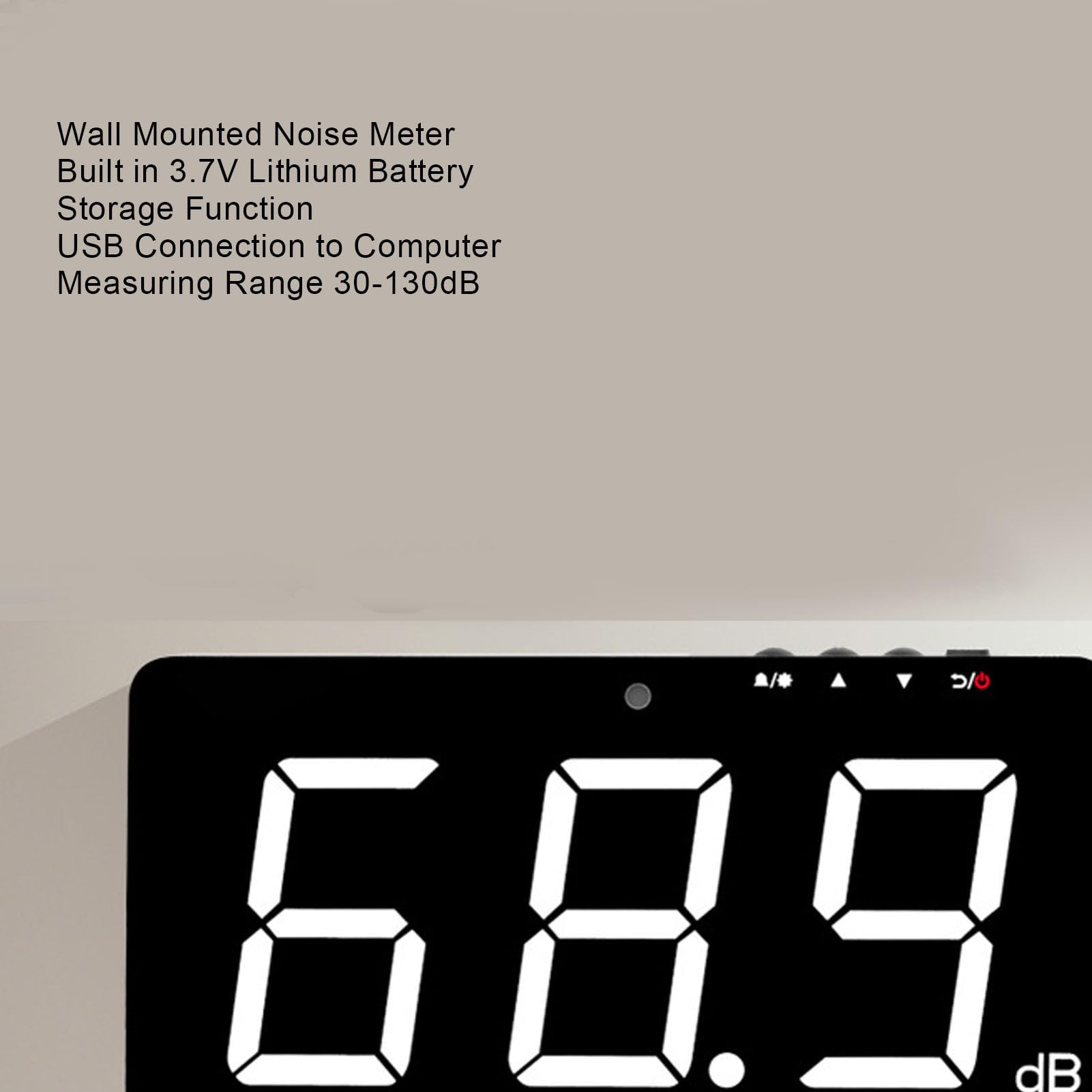 Sound Level Meter with Alarm, Sound Level Meter, Digital Decibel Meter Wall Mounted Noise Tester, 9.6 Inch LCD Display, Decibel Meter for Home Factory Office with 3600mAh Battery